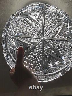 7 Lbs Cut Glass Crystal Centerpiece Bowl European Turkish Gothic Cross Bohemian