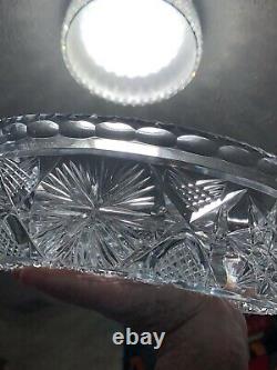 7 Lbs Cut Glass Crystal Centerpiece Bowl European Turkish Gothic Cross Bohemian