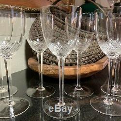 7 Scarce Moser 8 1/8 Royal Pattern Hand Crafted Tall Wine Glasses Diamond Cut