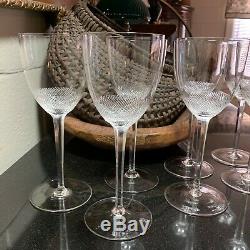 7 Scarce Moser 8 1/8 Royal Pattern Hand Crafted Tall Wine Glasses Diamond Cut