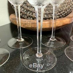 7 Scarce Moser 8 1/8 Royal Pattern Hand Crafted Tall Wine Glasses Diamond Cut