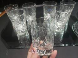 (7) Tumblers, American Brilliant period Cut Glass Crystal Intaglio flower & bud