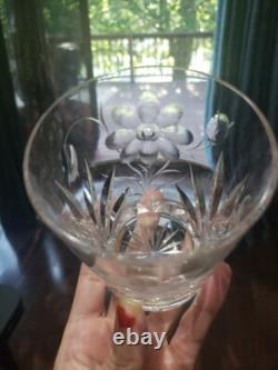 (7) Tumblers, American Brilliant period Cut Glass Crystal Intaglio flower & bud