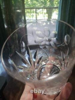 (7) Tumblers, American Brilliant period Cut Glass Crystal Intaglio flower & bud