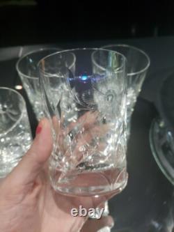 (7) Tumblers, American Brilliant period Cut Glass Crystal Intaglio flower & bud
