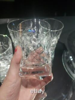 (7) Tumblers, American Brilliant period Cut Glass Crystal Intaglio flower & bud