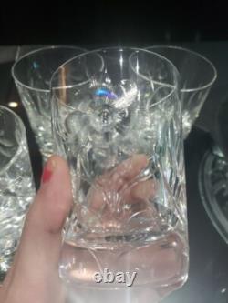 (7) Tumblers, American Brilliant period Cut Glass Crystal Intaglio flower & bud