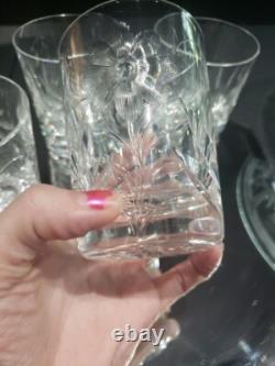 (7) Tumblers, American Brilliant period Cut Glass Crystal Intaglio flower & bud