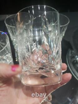 (7) Tumblers, American Brilliant period Cut Glass Crystal Intaglio flower & bud