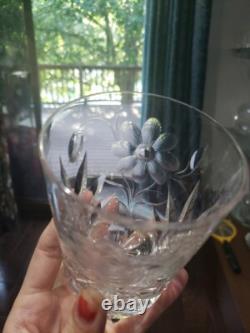(7) Tumblers, American Brilliant period Cut Glass Crystal Intaglio flower & bud