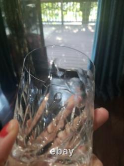 (7) Tumblers, American Brilliant period Cut Glass Crystal Intaglio flower & bud