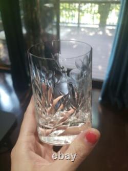 (7) Tumblers, American Brilliant period Cut Glass Crystal Intaglio flower & bud