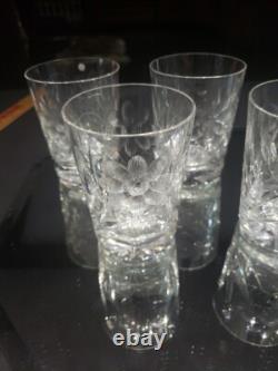 (7) Tumblers, American Brilliant period Cut Glass Crystal Intaglio flower & bud