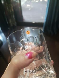 (7) Tumblers, American Brilliant period Cut Glass Crystal Intaglio flower & bud
