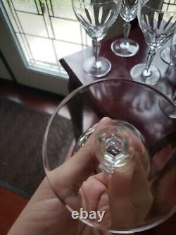 (7) Water Goblets 7-1/8 Crystal cut facet stem Val Saint Lambert signed AMALFI