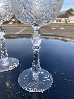 7pc Superb 6.5CUT GLASS Optic CRYSTAL Champagne Glasses Diamond Stem Cut Base