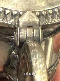 84 Marked Antique WMF Style Cut Crystal Ewer Jug Silver Metal Mounts