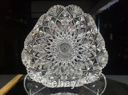 8.5 Triangle BOWL American Brilliant period Cut Glass Crystal Hawkes Brazilian