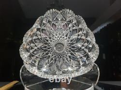 8.5 Triangle BOWL American Brilliant period Cut Glass Crystal Hawkes Brazilian