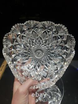 8.5 Triangle BOWL American Brilliant period Cut Glass Crystal Hawkes Brazilian