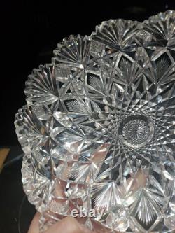8.5 Triangle BOWL American Brilliant period Cut Glass Crystal Hawkes Brazilian
