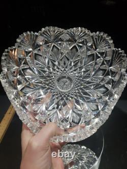 8.5 Triangle BOWL American Brilliant period Cut Glass Crystal Hawkes Brazilian