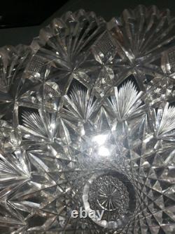 8.5 Triangle BOWL American Brilliant period Cut Glass Crystal Hawkes Brazilian