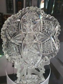 8 BOWL, American Brilliant Period Cut Glass Crystal Marquise by Egginton Rare