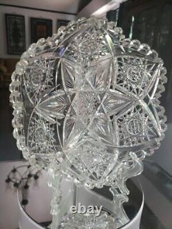 8 BOWL, American Brilliant Period Cut Glass Crystal Marquise by Egginton Rare