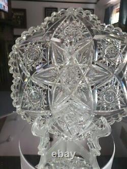 8 BOWL, American Brilliant Period Cut Glass Crystal Marquise by Egginton Rare