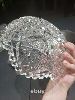 8 BOWL, American Brilliant Period Cut Glass Crystal Marquise by Egginton Rare