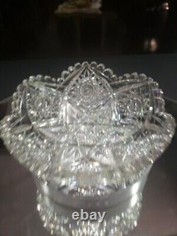 8 BOWL, American Brilliant Period Cut Glass Crystal Marquise by Egginton Rare