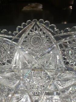 8 BOWL, American Brilliant Period Cut Glass Crystal Marquise by Egginton Rare