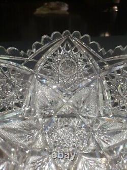 8 BOWL, American Brilliant Period Cut Glass Crystal Marquise by Egginton Rare