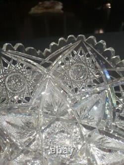 8 BOWL, American Brilliant Period Cut Glass Crystal Marquise by Egginton Rare