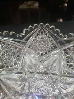 8 BOWL, American Brilliant Period Cut Glass Crystal Marquise by Egginton Rare