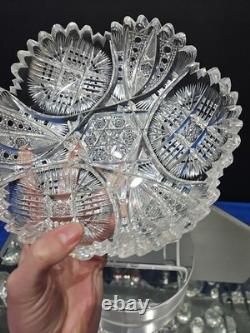 8 BOWL, American Brilliant Period Cut Glass Crystal Rare Koh-i-noor co Clifton
