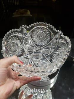 8 BOWL American Brilliant Period Cut Glass Crystal signed Libbey Kingston