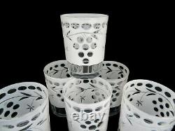 8 Bohemian Crystal & White Cased Cut to Clear D. O. F. Bar Glasses