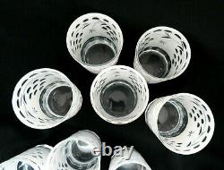 8 Bohemian Crystal & White Cased Cut to Clear D. O. F. Bar Glasses