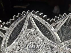 8 Bowl, American brilliant Period Cut glass Crystal Engraved Vessica & Hobstars