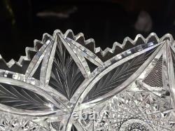 8 Bowl, American brilliant Period Cut glass Crystal Engraved Vessica & Hobstars