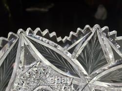8 Bowl, American brilliant Period Cut glass Crystal Engraved Vessica & Hobstars