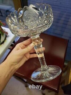 8 COMPOTE American brilliant Period Cut glass Crystal Hobstar Rose Geometric