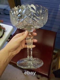 8 COMPOTE American brilliant Period Cut glass Crystal Hobstar Rose Geometric