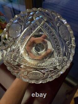 8 COMPOTE American brilliant Period Cut glass Crystal Hobstar Rose Geometric
