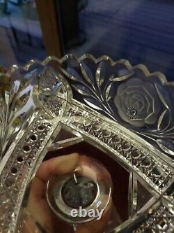 8 COMPOTE American brilliant Period Cut glass Crystal Hobstar Rose Geometric