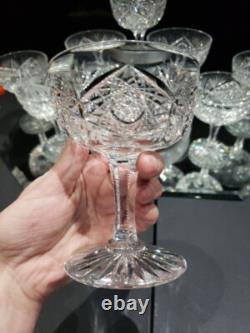 (8) Champagne Glasses, American Brilliant Period Cut Glass Crystal Hoare Monarch