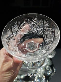 (8) Champagne Glasses, American Brilliant Period Cut Glass Crystal Hoare Monarch