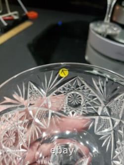 (8) Champagne Glasses, American Brilliant Period Cut Glass Crystal Hoare Monarch